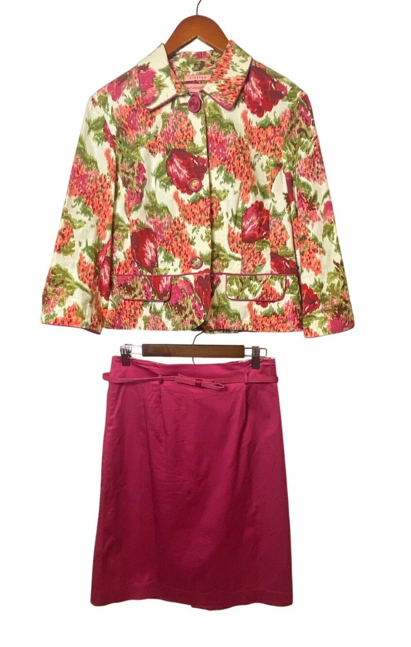 Bandolino Pink Floral Cottage Coquette 2 Piece Suit Women's Size 12